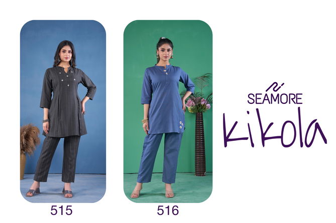 Kikola By Seamore Embroidery Pure Cotton Kurti With Pant Wholesale Shop In Surat